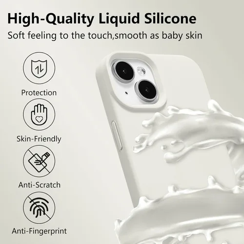 Vista 361 de Funda magnética de silicona para iPhone 13 Pro, color blanco antiguo [Compatible con Magsafe] [Forro de microfibra suave antiarañazos], funda