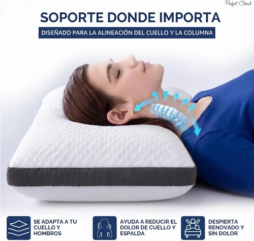 Vista 4 de Almohada de espuma viscoelástica Perfect Cloud, diseño refrescante, loft ajustable Dual Temperature Pillow With Breathable Design For Back, Side &
