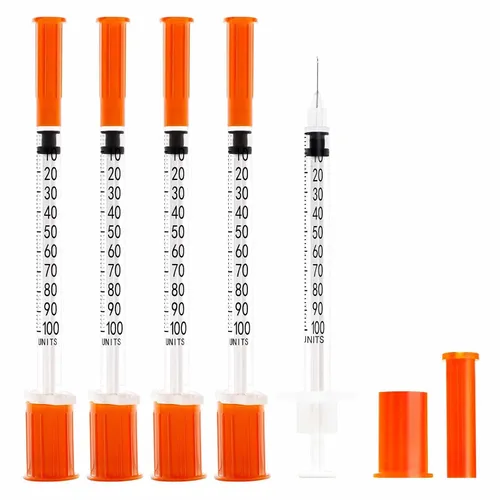 Vista 12 de Jeringas de 0.0 fl oz 29G 1/2" 0.512 in U-100 Jeringa de laboratorio desechable con tapa, paquete de 20 Calibre 29 de 1/2 pulgada, diseño a prueba