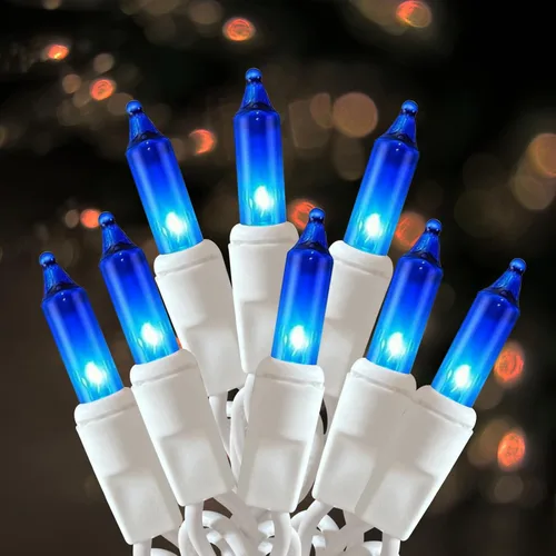 Vista 8 de Luces de Navidad, 100 unidades, luces de cadena rosadas para árbol de Navidad con cable blanco para decoración de Navidad al aire libre e