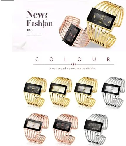Vista 7 de Relojes de lujo para mujer, analógico de cuarzo, reloj de pulsera rectangular, reloj de pulsera de negocios, casual, de moda, para mujer