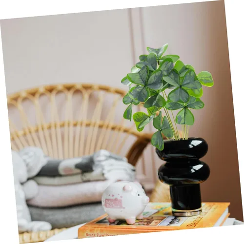 Vista 9 de LIFKOME 3 racimos de florero de simulación de plantas verdes de trébol arbustos de hojas de imitación plantas al aire libre, decoración de bonsái