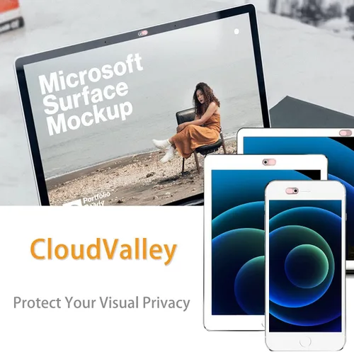 Vista 7 de CloudValley Funda deslizante para cámara de laptop, de metal, ultrafina, de rosa-2 piezas