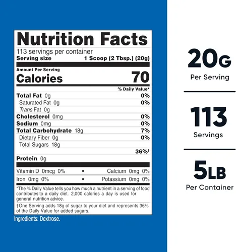 Vista 2 de Nutricost Polvo de dextrosa de 5 libras, sin OMG, sin gluten