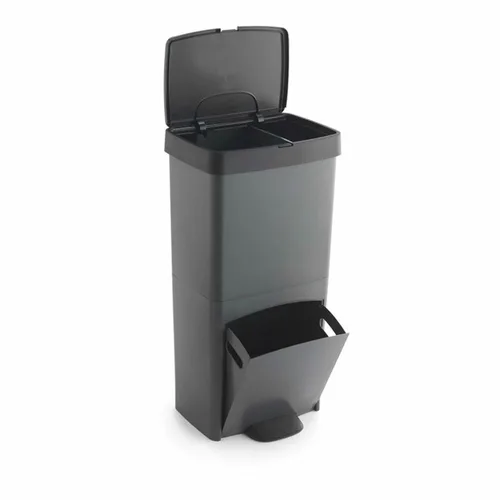 Vista 2 de Cubo de Basura para Reciclaje SP Berner Antracita 10 L 30 L x 2 Plástico 3 Compartimentos (1 unidad)