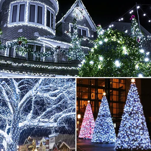Vista 7 de Luces de Navidad para exteriores, 300 luces LED de 108 pies con 8 modos, enchufe de extremo a extremo, certificado UL, guirnalda de luces