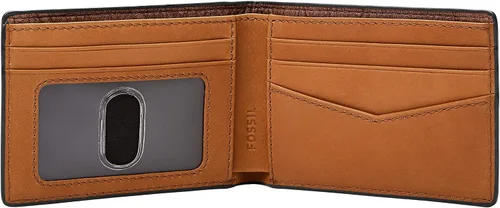 Vista 3 de Fossil Cartera de cuero delgada minimalista plegable con bolsillo frontal para hombre