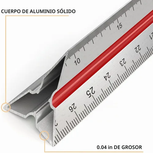 Vista 3 de Reglas metálicas graduadas para dibujo técnico