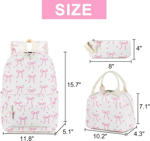Vista 12 de LOIDOU Mochila para adolescentes y niñas, mochila escolar con lonchera y estuche para lápices, juego de bolsas escolares 3 en 1