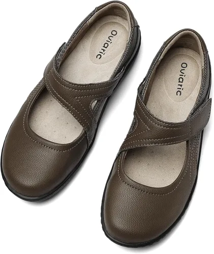 Vista 9 de Oviaric Zapatos planos clásicos y cómodos Mary Jane para mujer, zapatos de vestir casuales a la moda, bonitos zapatos de vestir con puntera cerrada