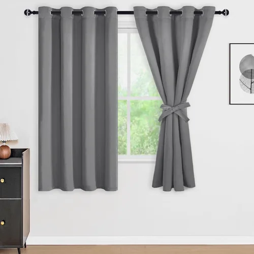 Vista 25 de DWCN - Cortinas 100% opacas para dormitorio con forro negro, cortinas de ventana de doble capa con aislamiento térmico que oscurecen toda la Azul