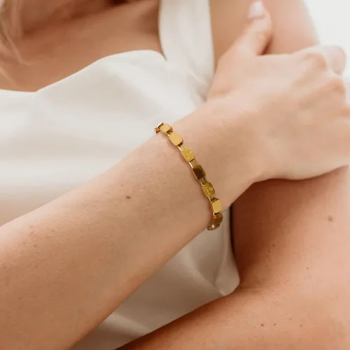 Vista 3 de Pulsera delicada de oro para mujer, chapada en oro de 18 quilates, pulsera de cadena de serpiente en espiga para mujer, Acero inoxidable chapado