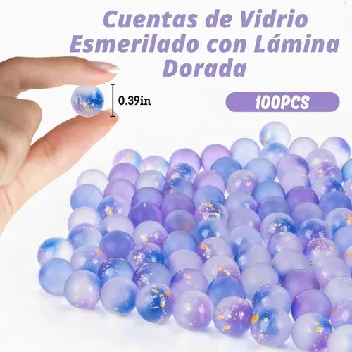Vista 2 de Sukh - 100 unidades de canicas de cristal, diseño de ojo de gato morado, bolas de relleno de jarrón a granel de 0.39 pulgadas