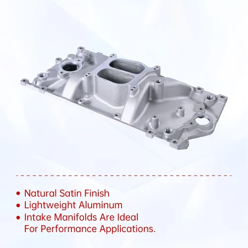 Vista 4 de Colector de admisión de aluminio satinado de doble plano compatible con SBC Small Block Chevy 1996-2002 Vortec 350