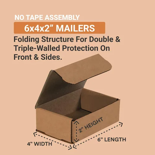 Vista 2 de Aviditi M642K Cajas de cartón corrugado para envíos, 6 x 4 x 2 pulgadas; Kraft (50 Unidades)