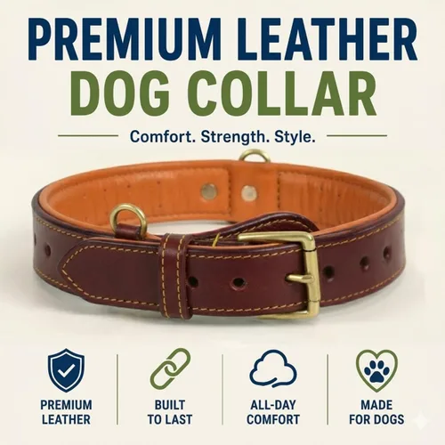Vista 2 de Collar de perro de cuero genuino, pequeño, acolchado transpirable, hebilla acolchada Hebilla de latón, pequeña, tamaño del cuello 11.5"-14.5