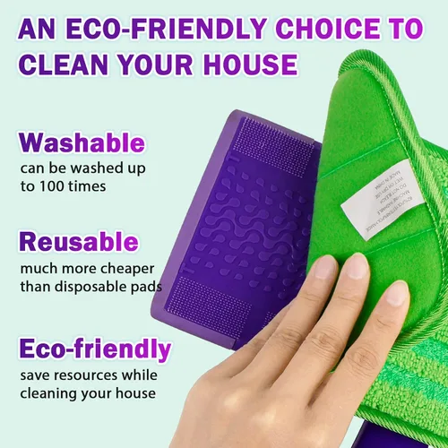 Vista 3 de Orighty Almohadillas reutilizables para trapeador compatibles con Swiffer WetJet – Recambio de microfibra lavable a máquina para limpieza del hogar