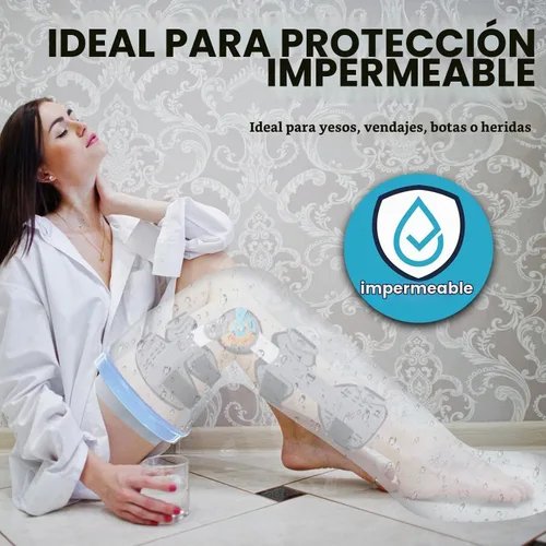 Vista 8 de Protector de pierna para adultos para ducha, vendaje de ducha impermeable y cubierta fundida, protección completa de pierna hermética para piernas