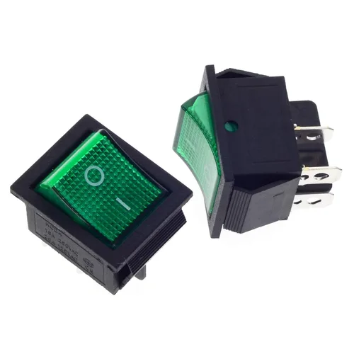 Vista 12 de KCD4 2Pcs DC 12V-24V 30A DPST interruptor basculante precableado de 4 pines y 2 posiciones ON/Off para barco con luz LED verde (Solo para DC12-24V)