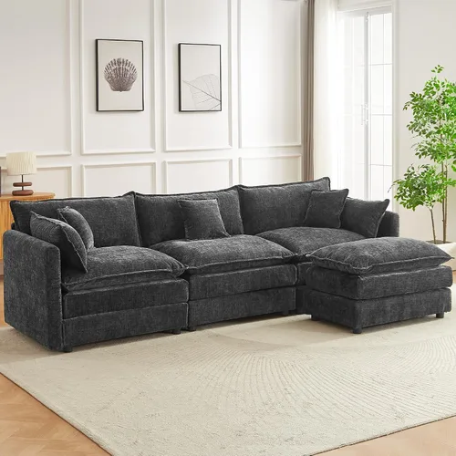 Vista 22 de Sofá modular seccional, juego de sofá en forma de L de 77 pulgadas con reposabrazos, cómodos sofás de nube de 2 plazas para sala de estar