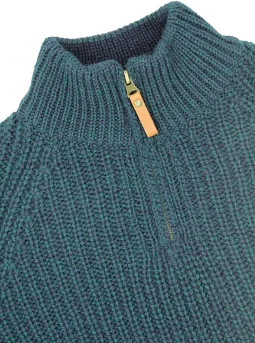 Vista 4 de Aran Crafts Suéter acanalado con media cremallera, 100% lana, fabricado en Irlanda