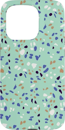 Vista 14 de Fun Vintage Green, Blue, White and Black Terrazzo Case for iPhone 16