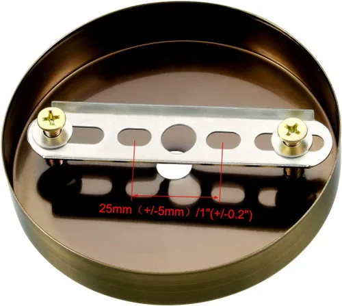 Vista 2 de uxcell Placa de luz de techo retro con base puntiaguda chasis disco colgante accesorios 3.937 inx0.787 in tono bronce w tornillo 3 unids