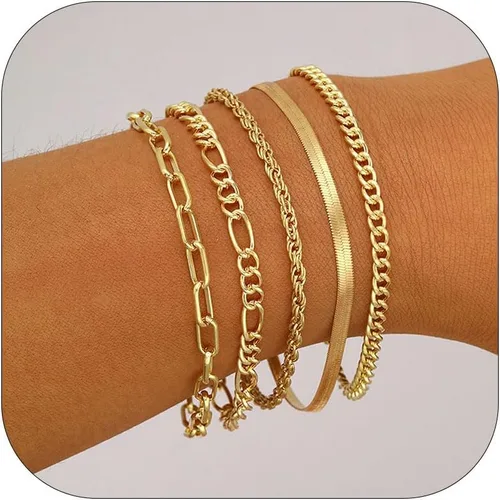 Vista 80 de Long tiantian Pulsera de oro gruesa para mujer, pulseras de oro delicadas, pulseras para mujer, pulseras apilables de eslabones de cadena