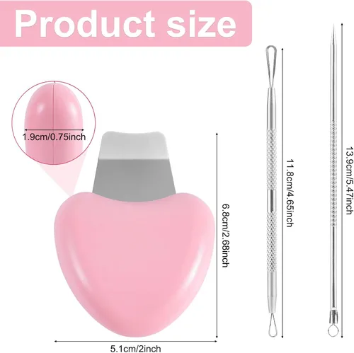 Vista 2 de Espátula facial para limpiar la piel, raspador de espinillas, pala de acero inoxidable, kit de herramientas para eliminar puntos negros, agujas