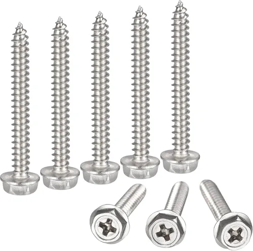 Vista 17 de uxcell Phillips - Tornillos autorroscantes para arandela hexagonal, M4 x 0.472 in, acero inoxidable 304, brida hexagonal, 25 piezas