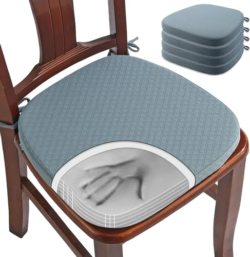 Vista 27 de BUYUE Cojín de Lujo de Espuma Viscoelástica 100% Pura para Silla 1 Paquete, Jacquard 16" Forma de U Cómodo Cojín para Silla de Comedor, Cojín