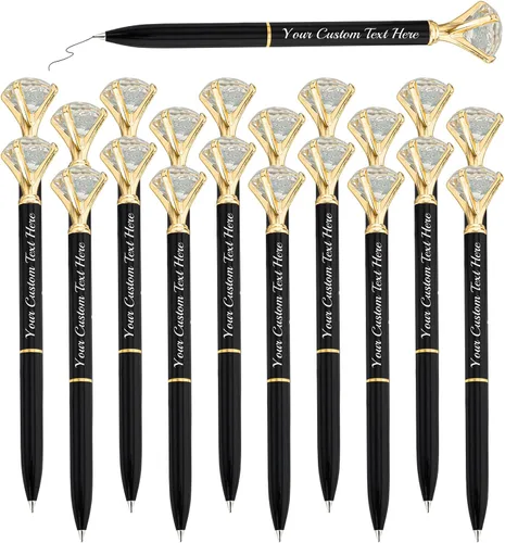 Vista 21 de Bolígrafos personalizados de diamantes personalizados con nombre a granel de metal de cristal grabado, bolígrafos divertidos brillantes a granel