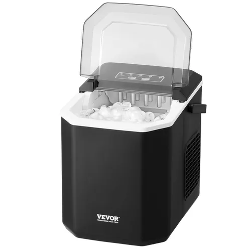 Vista 14 de VEVOR Máquina de hielo para encimera, 26 libras en 24 horas, 9 cubos listos en 7 minutos, máquina de hielo autolimpiante con cuchara y cesta