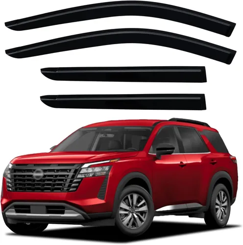 Vista 208 de YQAUTEC - Viseras para ventana, protectores contra la lluvia, compatibles con Subaru WRX 2015-2021, deflectores de viento para ventanas, viseras