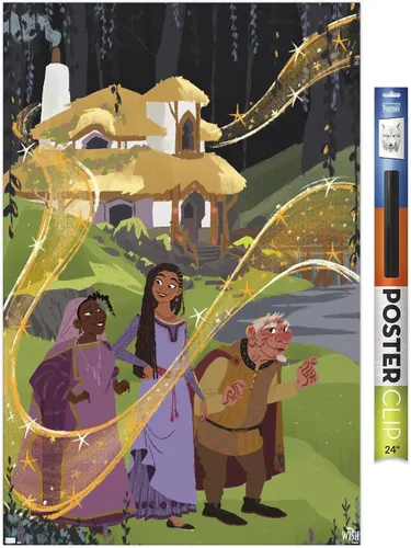 Vista 17 de Trends International Disney Wish - Póster de collage 1 (familiar), 14.72 x 22.37 pulgadas, versión enmarcada de madera de granero