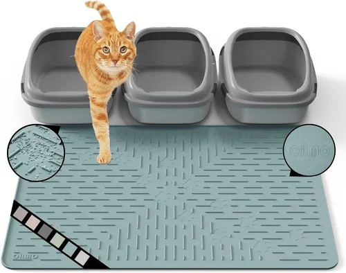 Vista 10 de OHMO Alfombrilla Grande para Arena de Gatos Alfombrilla de Captura Premium Goma de Silicona 31.5 x 23.6 pulgadas Gris Ceniza, Alfombrilla para Caja