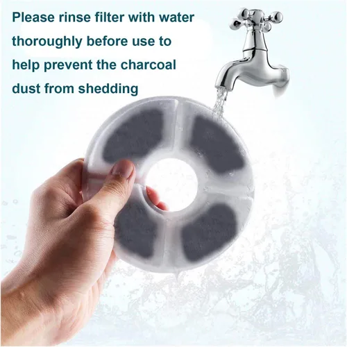 Vista 6 de Filtros de fuente de agua para gatos, paquete de 6 unidades, 50% más de carbón activado, filtros de repuesto para fuente de flores de gato, aptos