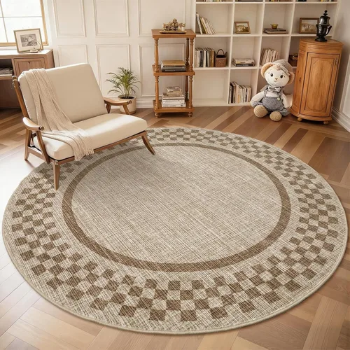 Vista 34 de GarveeHome Alfombra lavable de 5 x 7 pies para sala de estar, alfombra Beige festoneado
