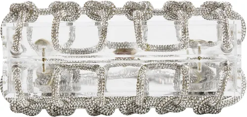 Vista 3 de Diamante hand Bag. Rhinestone Evening bag. Hardbodied acrylic handbag. Gift for her. Sparkling rope handbag
