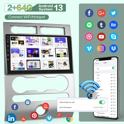 Vista 3 de [2G+64G] Radio de coche Android para Ford Expedition 2007-2017 (solo para A/C manual), estéreo de pantalla táctil de 9 pulgadas, Carplay/Android