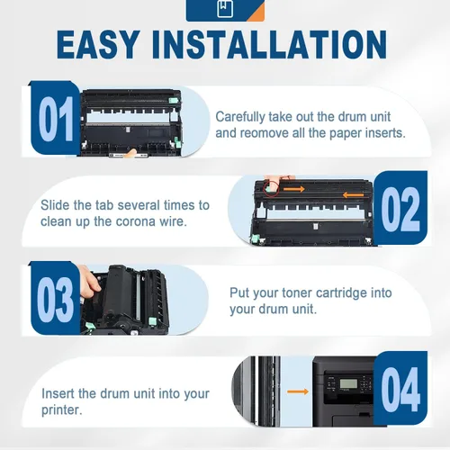 Vista 5 de Unidad de tambor compatible con DR730 (no tóner) para Brother DR-730 (paquete de 2) DR760 760 para HL-L2350DW HL-L2370DW HL-L2395DW HL-L2325DW