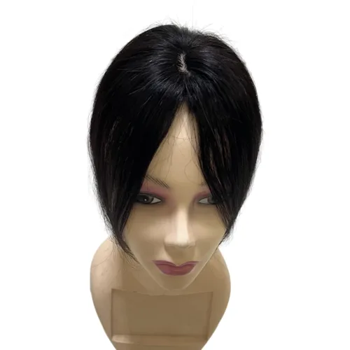Vista 2 de Anemone Peluca de cabello humano con clip para mujer, 10 pulgadas, parte media, recto, extensiones de volumen para pérdida de cabello suave (negro)