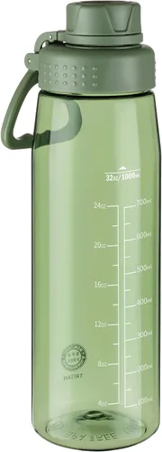 Vista 7 de Botella de agua de 32 oz, botella de agua transparente con tapa con pico y asa de transporte, reutilizable, Tritan, libre de BPA, botella de agua