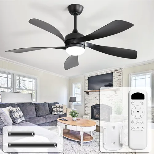 Vista 17 de CACI Mall Ventilador de techo inteligente de 52 pulgadas con luces, control remoto, compatible con Alexa/Google/App, 5 cuchillas, iluminación