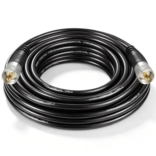 Vista 9 de Cable coaxial RG8x, Cable coaxial CB, 1 pie UHF PL259 Macho a Macho Cables de antena CB de baja pérdida, 50 ohmios para radio HAM, analizador