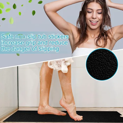 Vista 4 de Dunzoom Alfombrilla antideslizante para bañera de 16 x 40 pulgadas con corte de drenaje, antideslizante, antideslizante, segura, alfombrilla