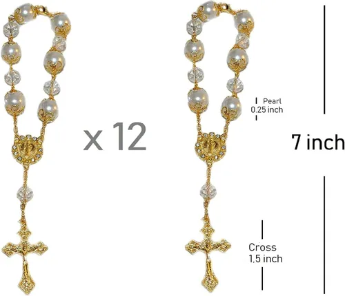 Vista 2 de MTT Pulsera de rosario con cruz para la primera comunión, recuerdos de fiesta de bautismo, recuerdos de boda, recuerdos de quinceañera, recuerdo