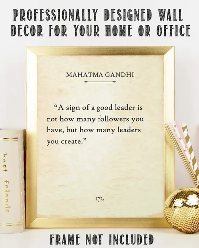 Vista 2 de Gandhi - Un signo de un buen líder – Cita de página de libro literario, impresión de página de libro de literatura inspiradora, regalo
