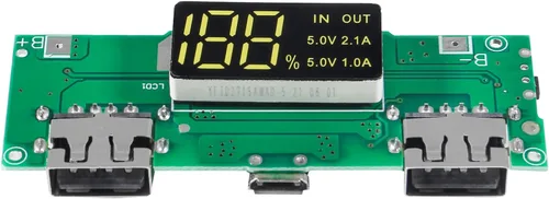 Vista 4 de Tablero de carga 18650, 6 unidades, 18650, doble USB 5 V, 2 A, 1 A, módulo de banco de energía móvil, placa de cargador de batería de litio