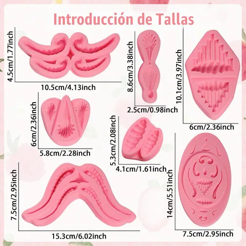 Vista 5 de Lambeth - Moldes de silicona para decoración de pasteles de encaje, para decoración de cupcakes, galletas, dulces, chocolate, manualidades